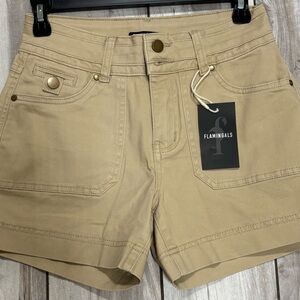 NWT Flamingals Women's Tan Cargo Shorts
